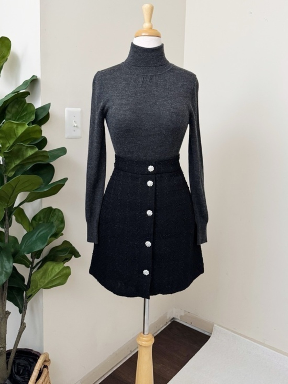 Black tweed Mini Skirt